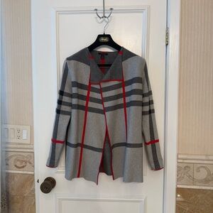 Alison Sheri Gray and Red Plaid Cardigan